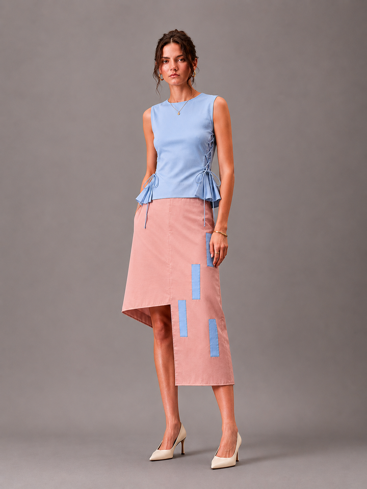 Pink & powder blue block skirt