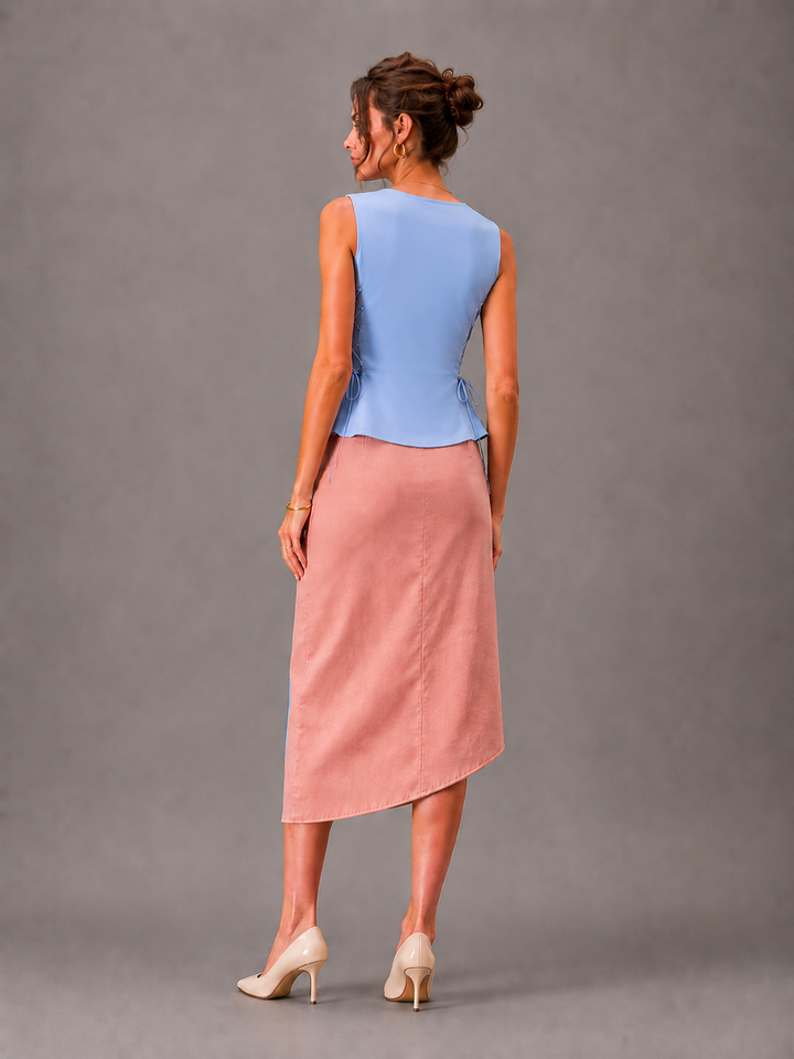 Pink & powder blue block skirt