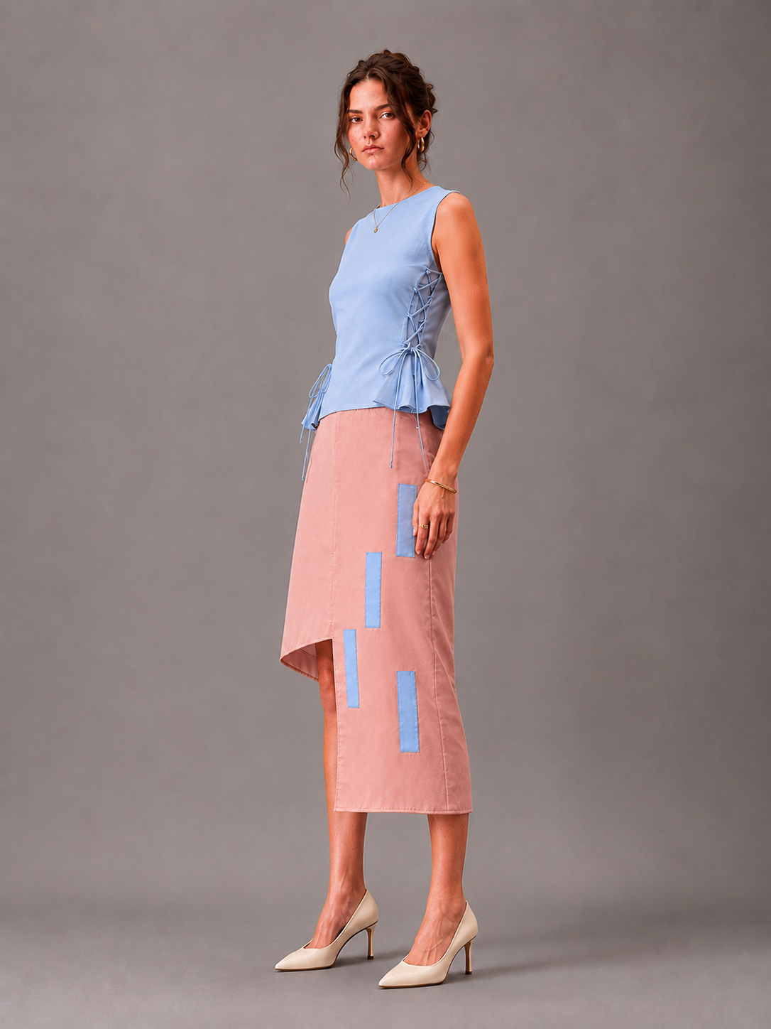 Powder blue side tie up top