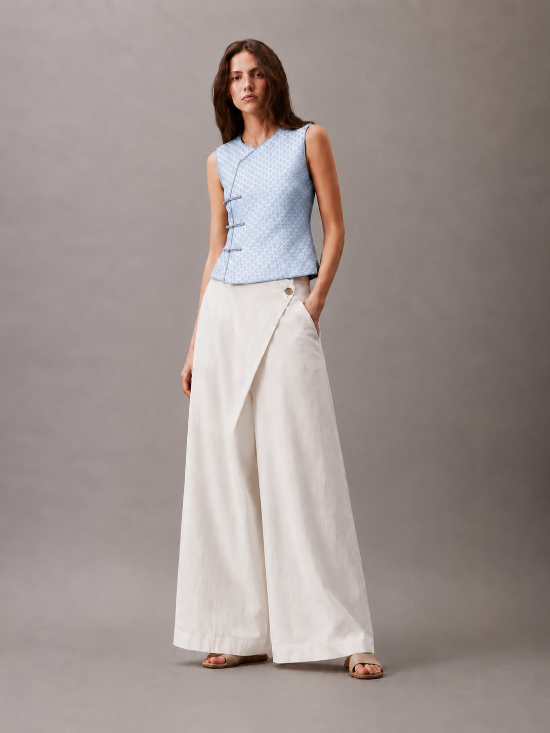 Brocade Powder Blue Top