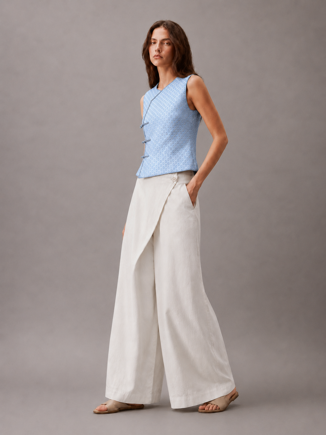 Brocade Powder Blue Top