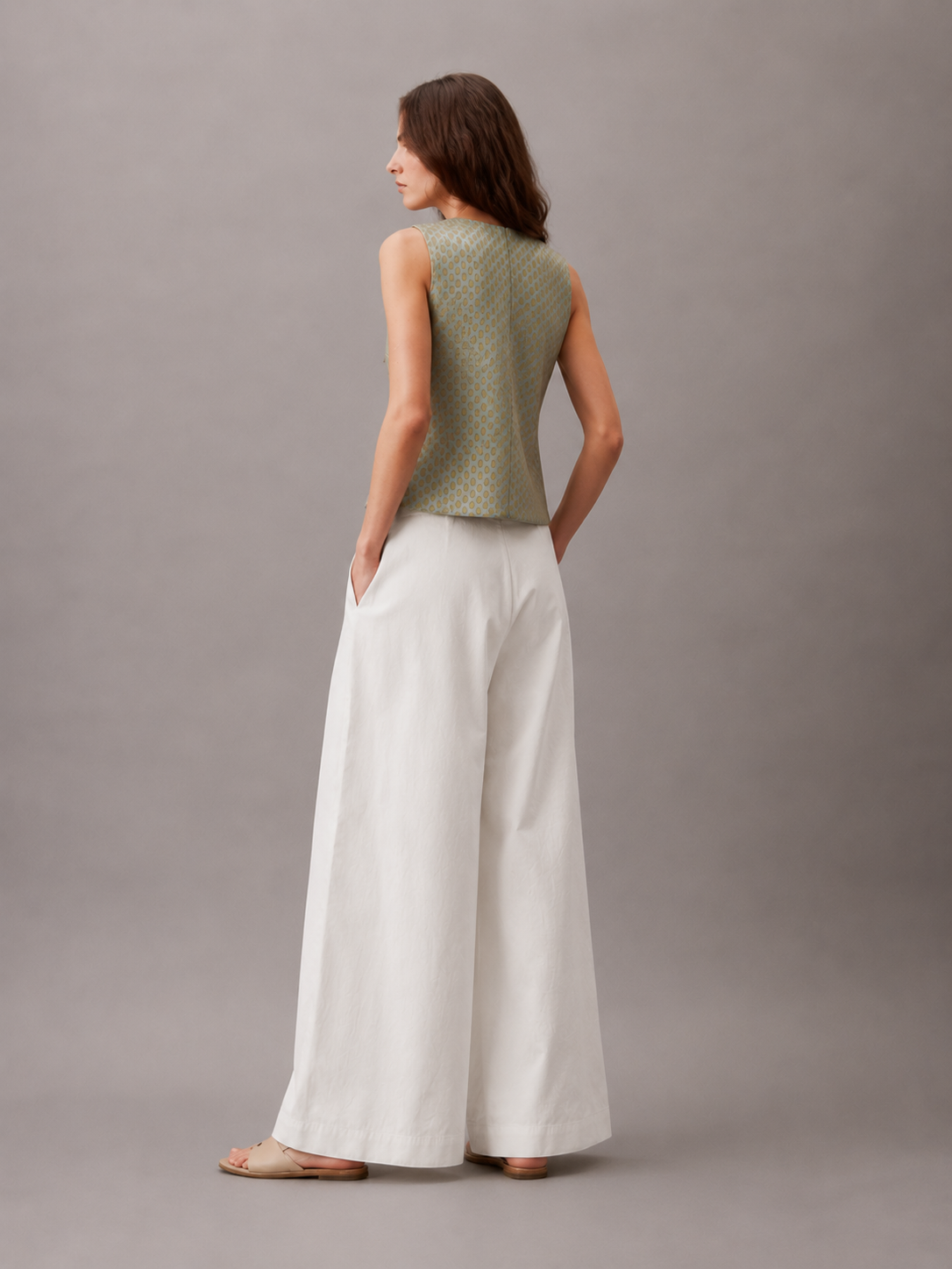 Brocade sage Green Top