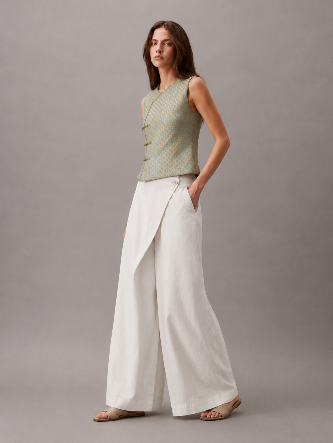 Brocade sage Green Top
