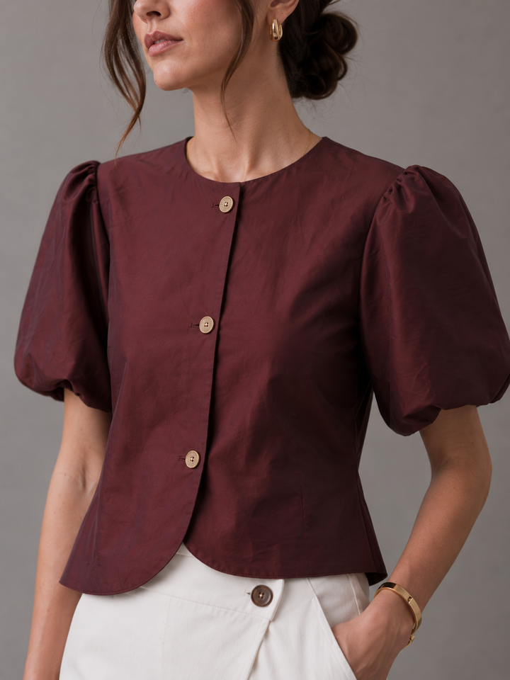 Women’s Puff Sleeve Top - Purple