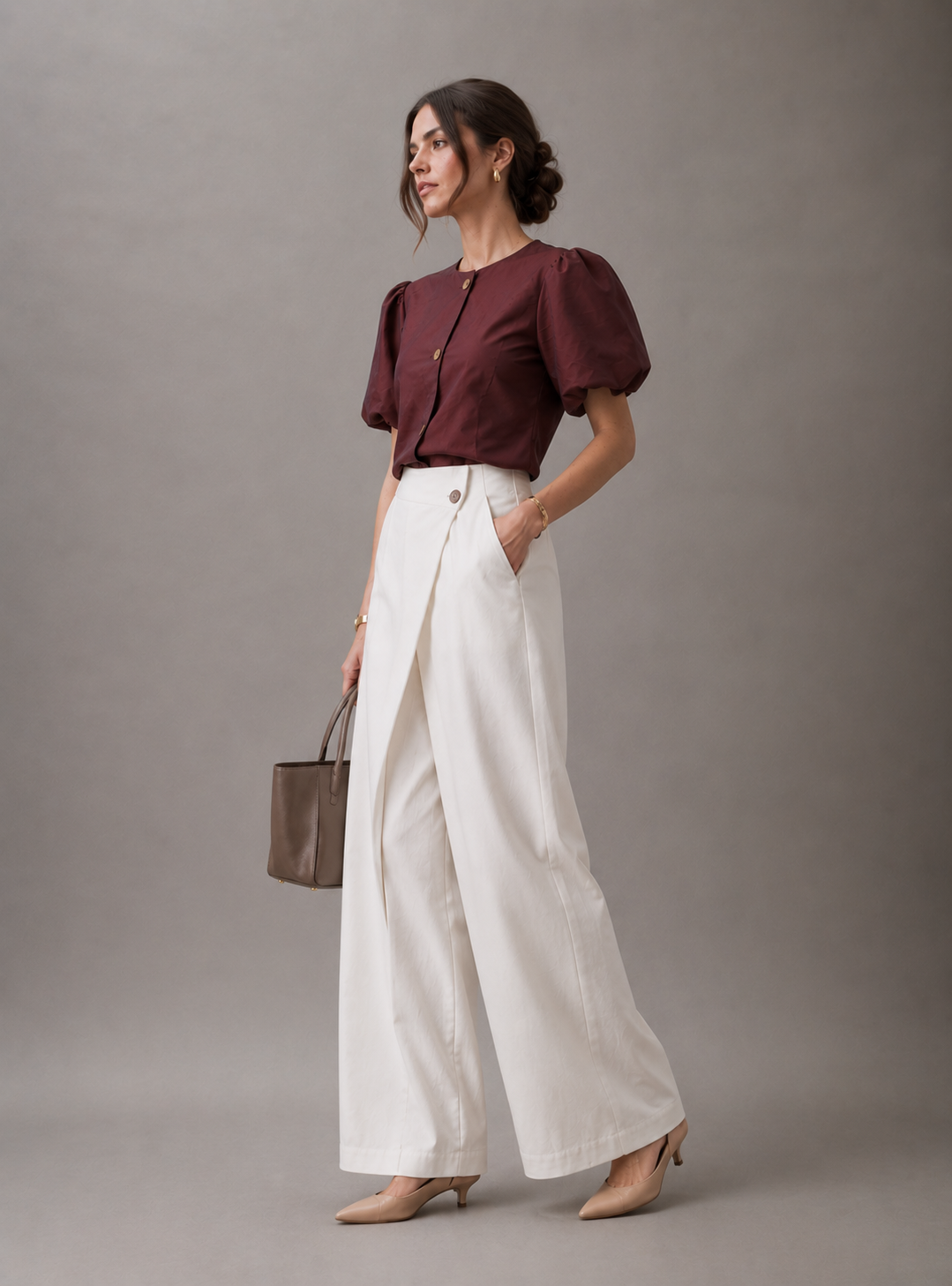 Women’s Puff Sleeve Top - Purple