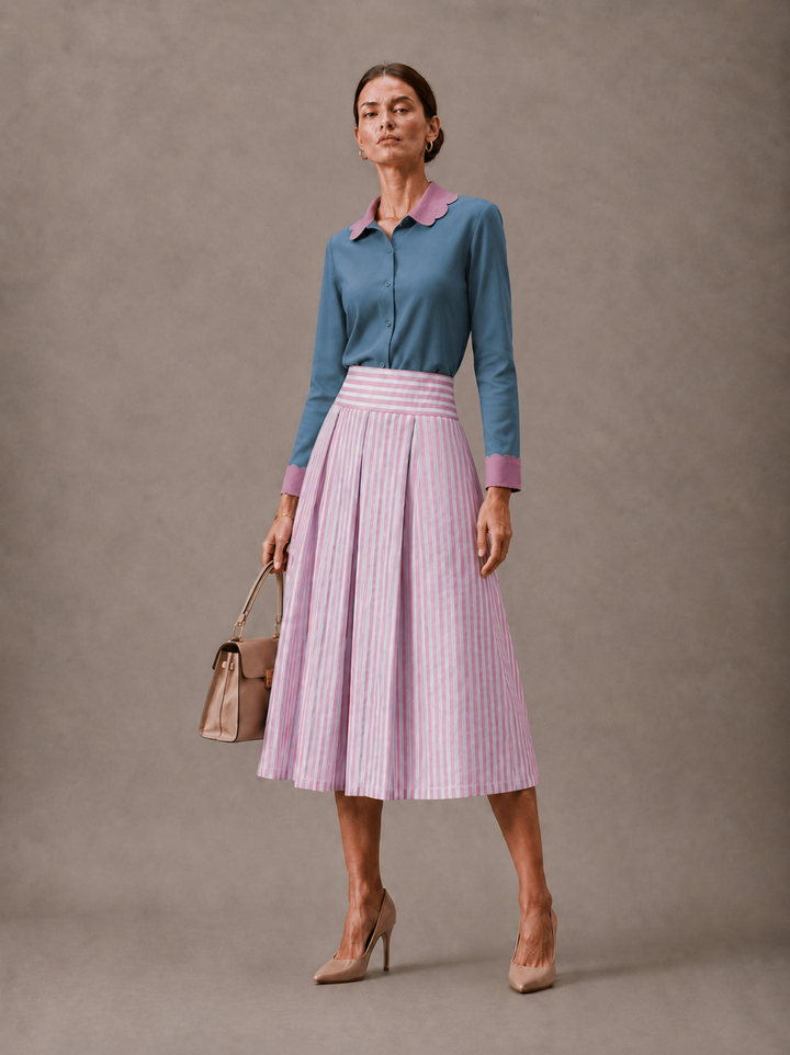 Scalloped shirt blue