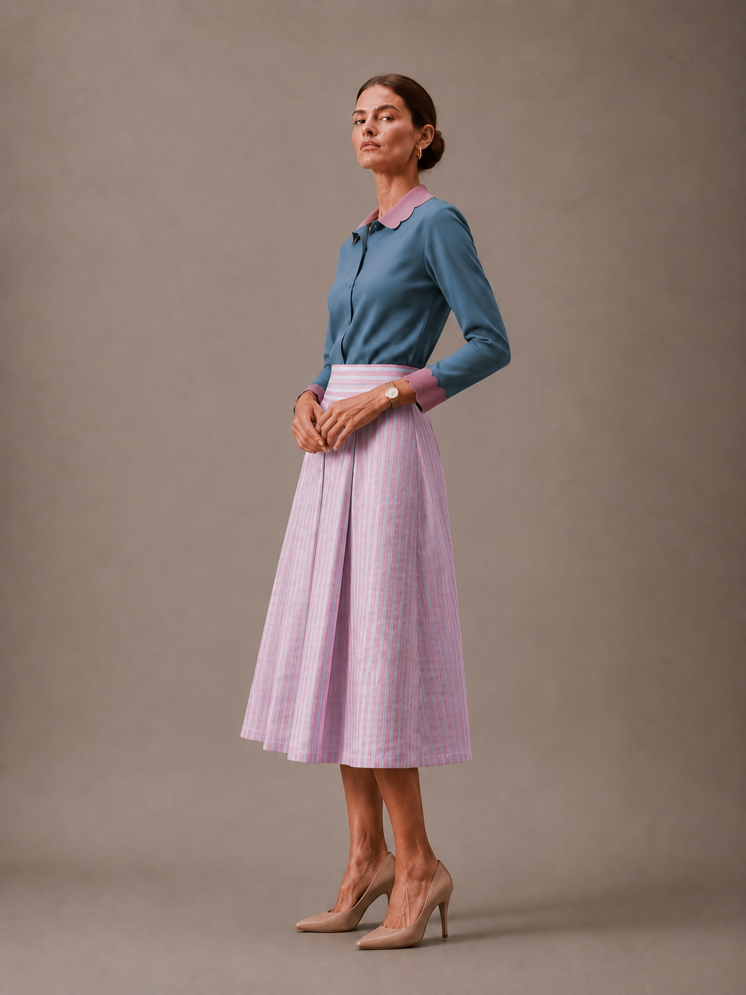 Scalloped shirt blue