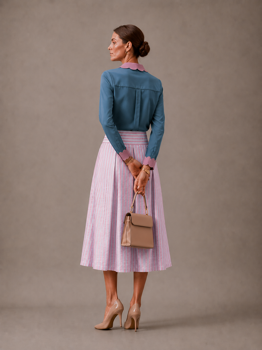 Scalloped shirt blue