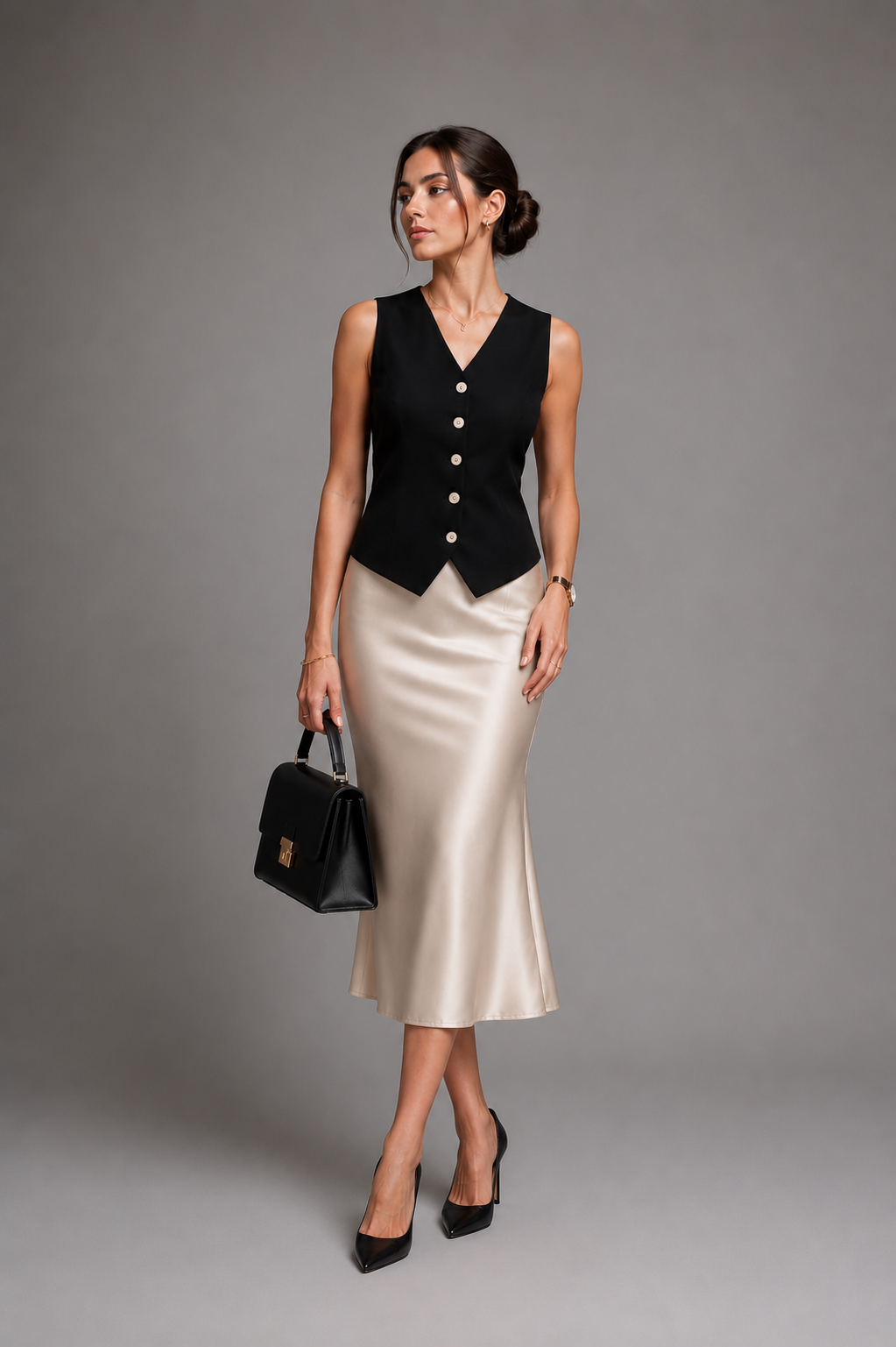 Black V neck waistcoat