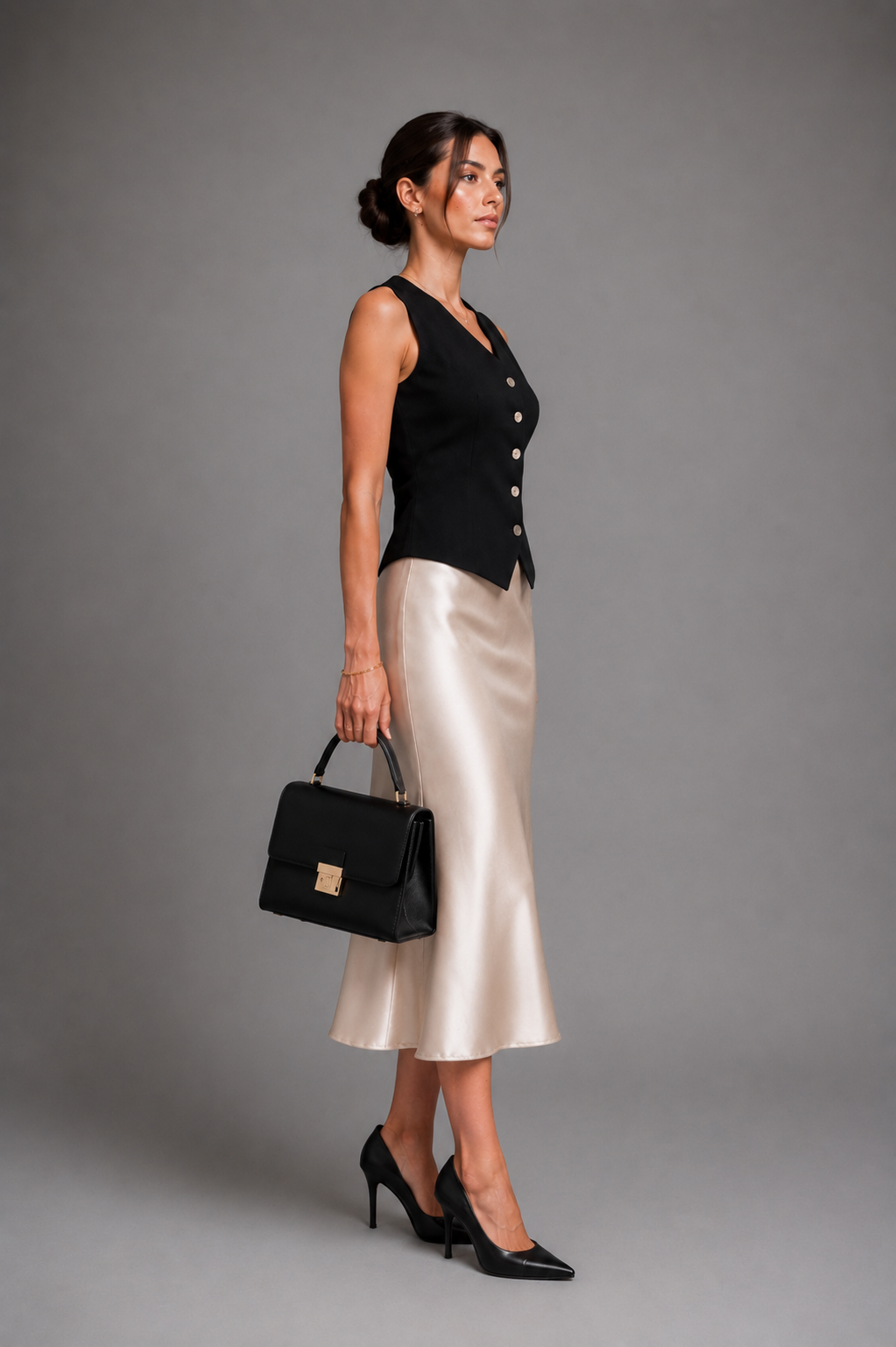 Black V neck waistcoat