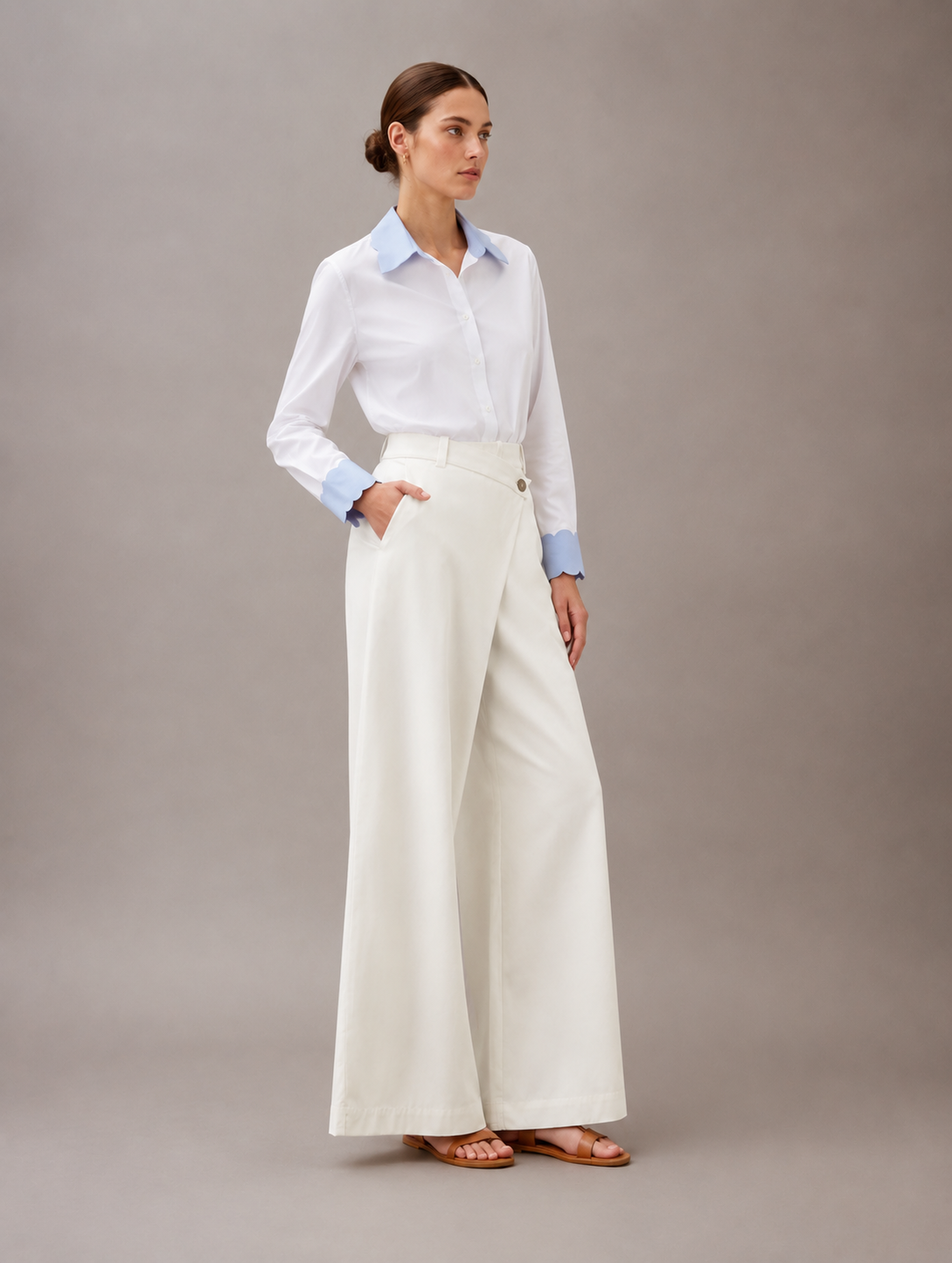 Cotton twill pants - beige