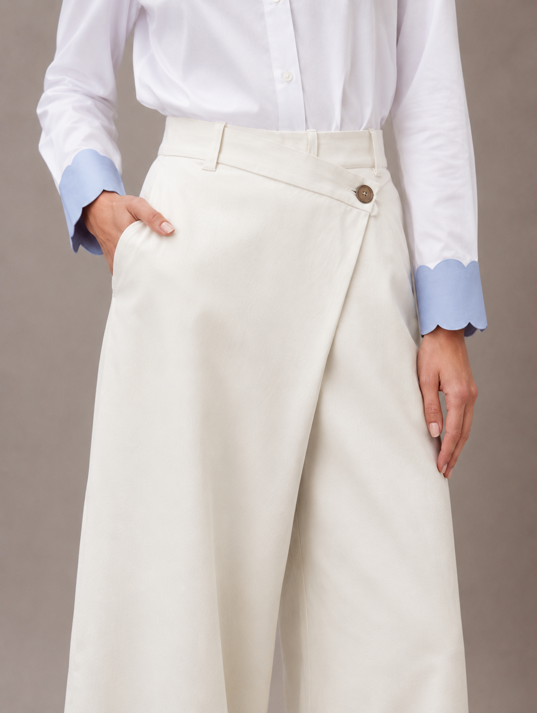 Cotton twill pants - beige