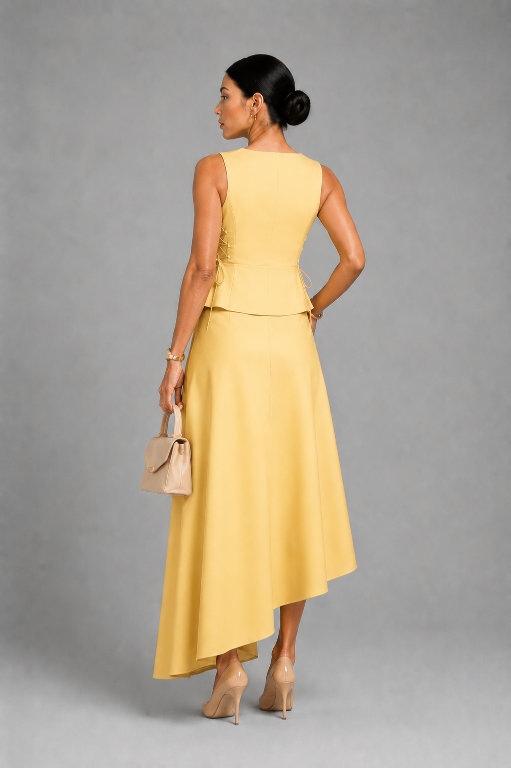 Yellow & navy block skirt