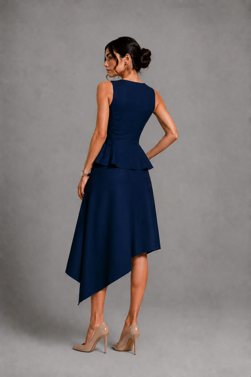 Blue & orange block skirt