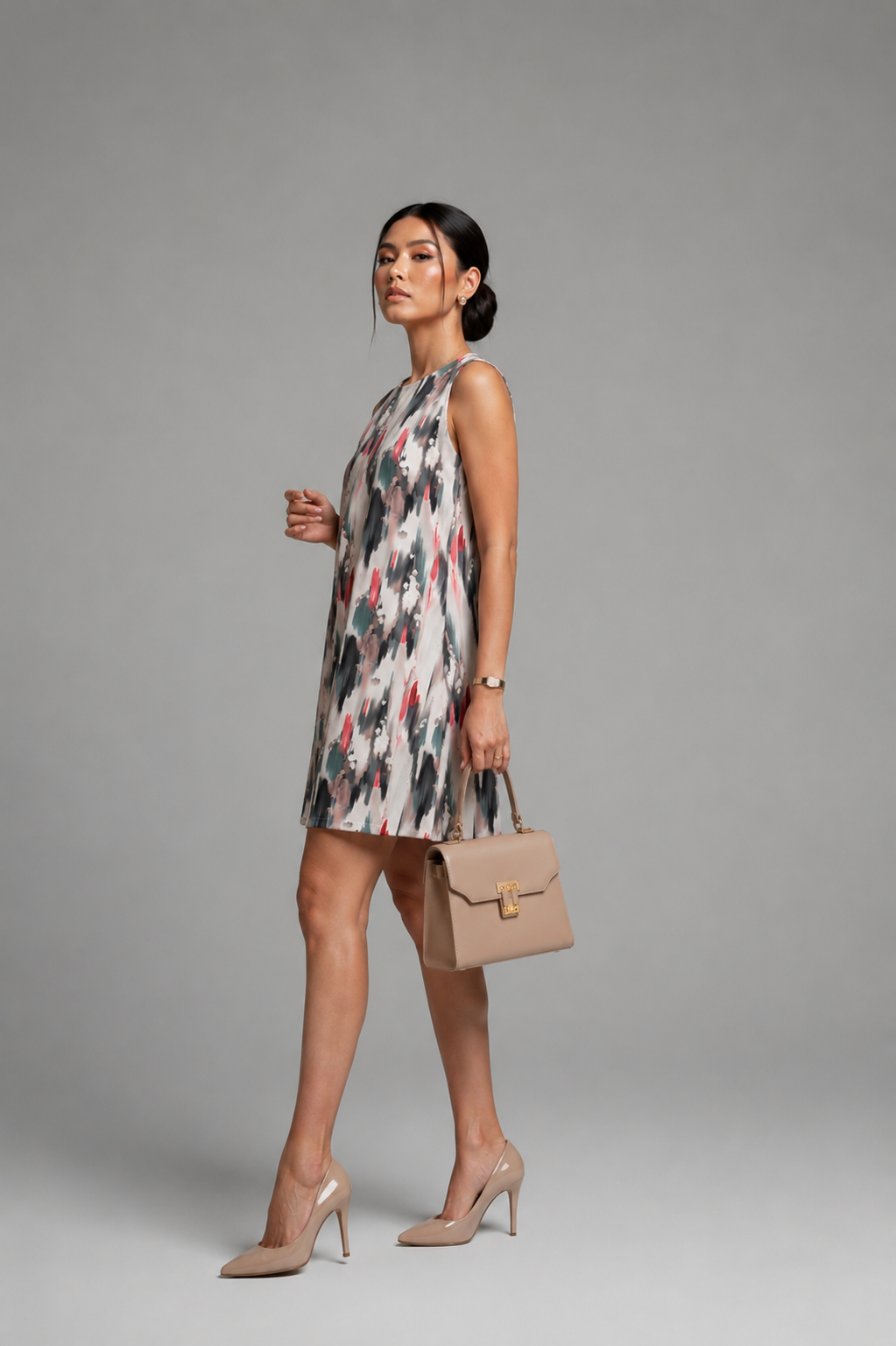 A line patterned dress - multi