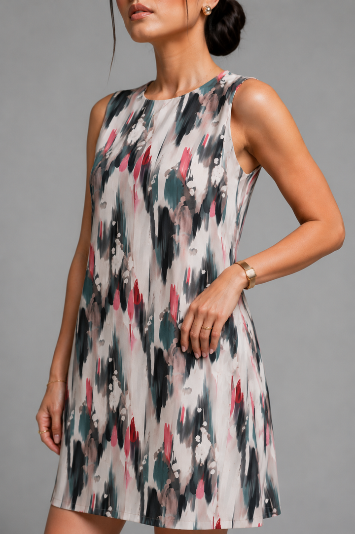 A line patterned dress - multi