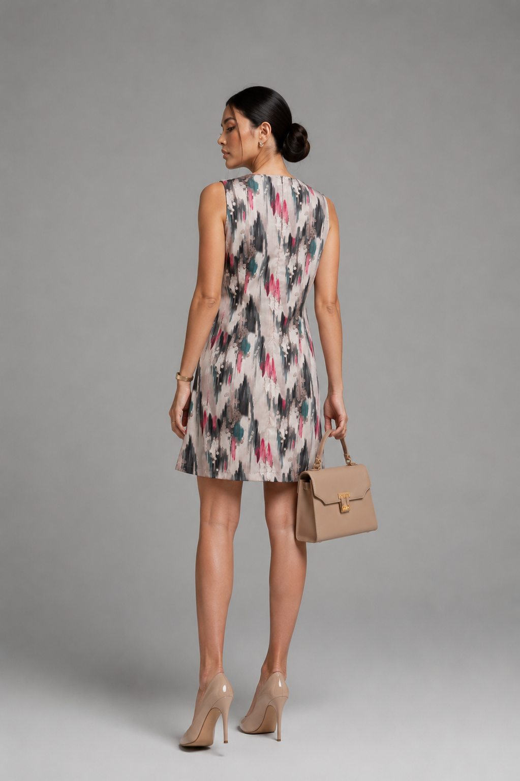 A line patterned dress - multi